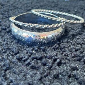 Trio of Vintage southwestern Sterling Silver Bracelets. Textured and Twisted 🌵